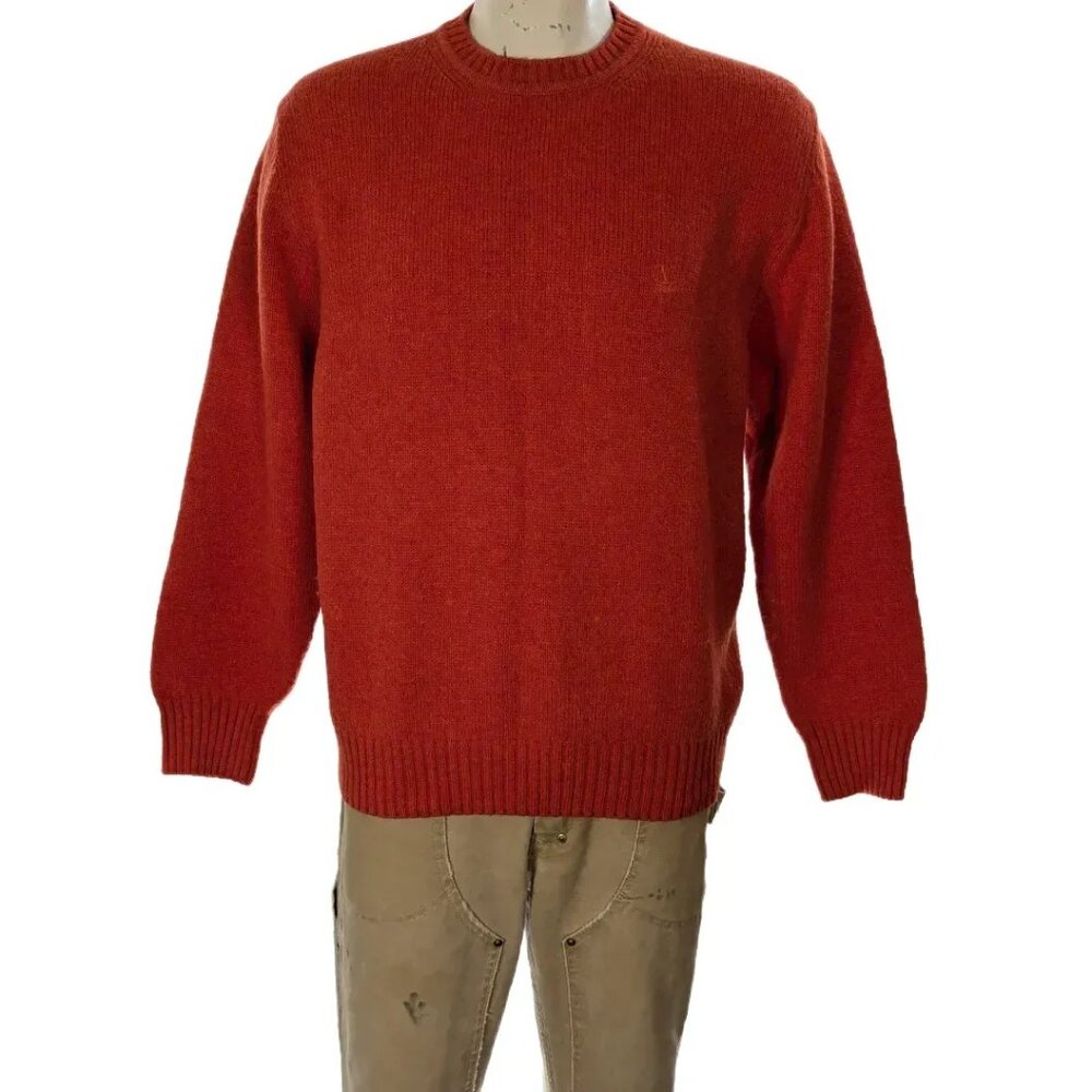 VTG Valentino Jeans Burnt Orange Virgin Wool Sweater Sz XL Italy EUC